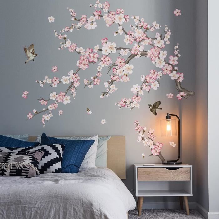 Grands Stickers Muraux Muraux En Forme De Cerisier Rose Pour Chambre Et Salon