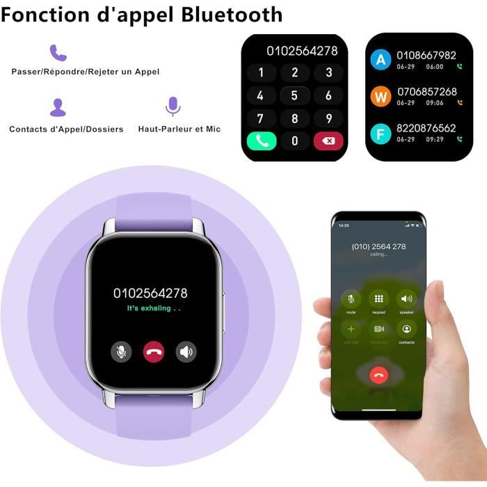 Montre Connectée Sport 1,57" - Appels Bluetooth, 110 Sports, Monitoring Santé - Étanche IP68