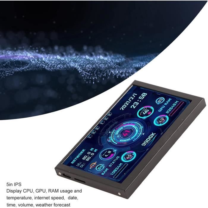 Mini Ecran Usb Mini Écran Ips Usb 5 Pouces, Moniteur De Température D'Ordinateur À ...