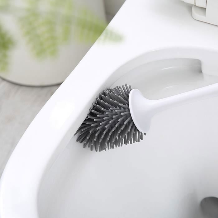 Brosse de toilette noire à tête ronde en acier inoxydable pour salle de bain et toilettes