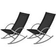 Style Élégance Chic - Lot de 2 Chaises à bascule de jardin - Fauteuil de jardin Fauteuil à bascule Acier et textilène Noir - 47131-2