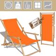 SPRINGOS® Transat de Jardin Chaise longue pliante en bois imprégné Avec accoudoirs - orange-2