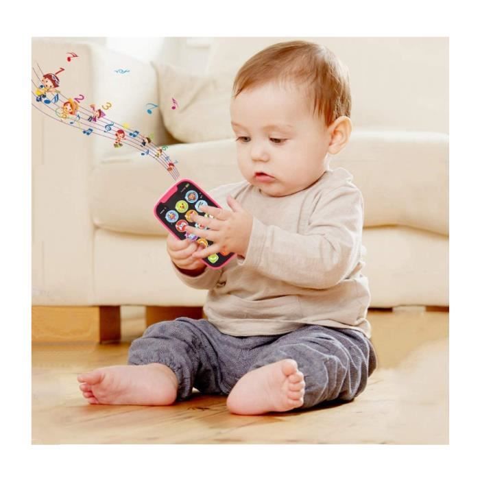 Jouet Bebe 1 an, Telephone Portable pour Enfant Fille Garcon, Smartphone  Bebe Bilingue Take Along Tunes avec Lumières et Melodies, Bebe 6 Mois  Einstein