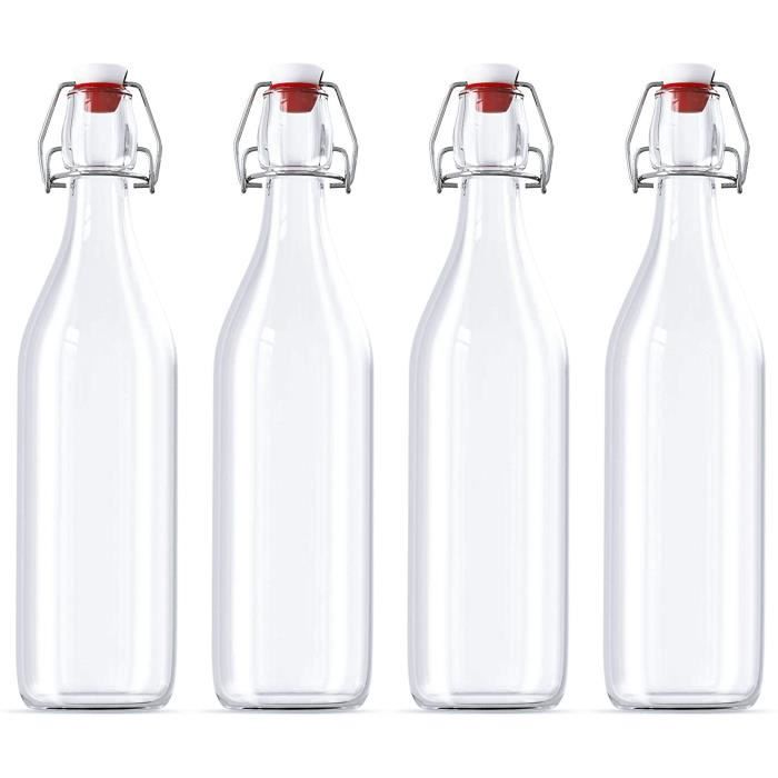 Clear swing top bouteilles en verre vides 1000 ml-bouchon à rabat  réutilisable rechargeable-joint en caoutchouc étanche à lai - La cave  Cdiscount