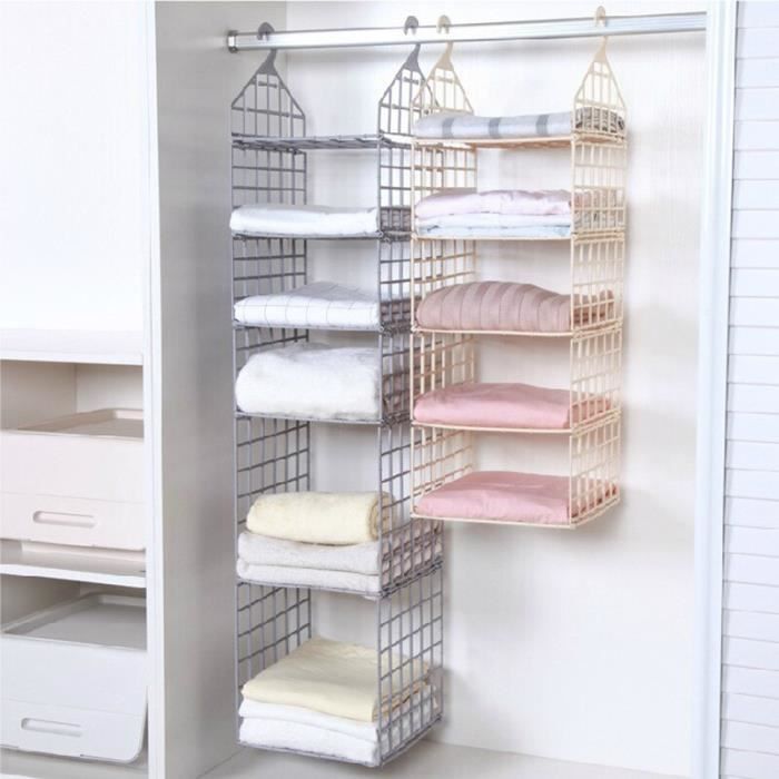Rangement Placard VirtuGro Organisateur Armoire 4 Pièces - 15 Poches Suspendues Rose Pour Rangement Vêtements Organizer Intimo