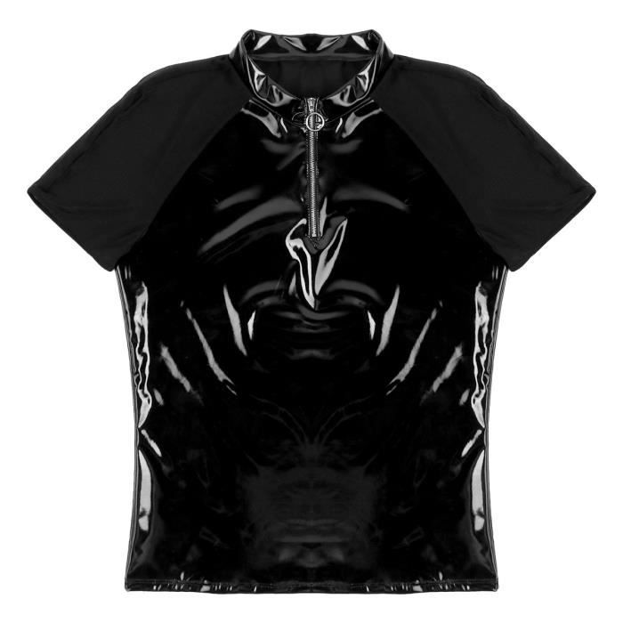 Gefomuofe Combinaison Pour Homme - Effet Mouillé - En Cuir Verni - Noir - Sous-vêtements - Latex - Effet Mouillé - Combinaison En Cuir Verni - Maillot