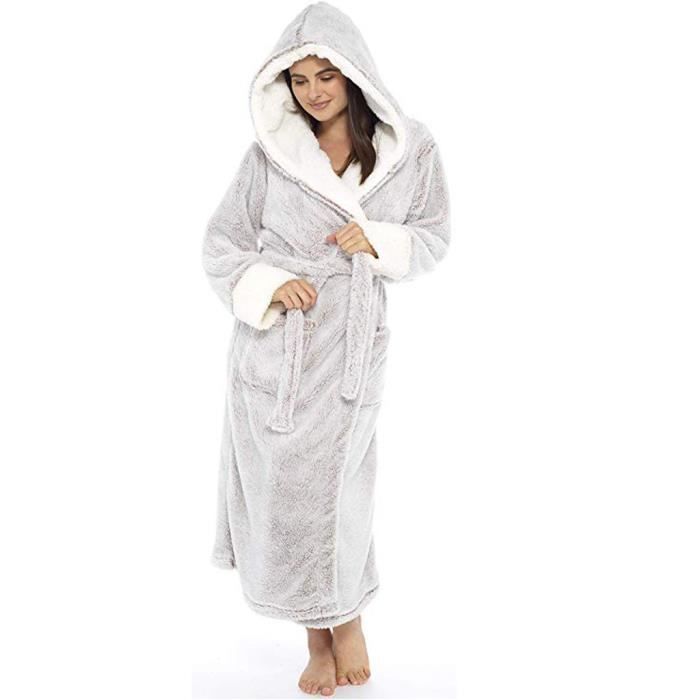 Hiver Robe de Chambre Femme Longue Doux Peignoir de Bain Chemise
