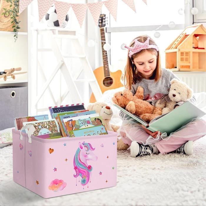 Panier De Rangement Licorne Pour Enfant – 50cm De Haut, Pliable Et Léger, Blanc