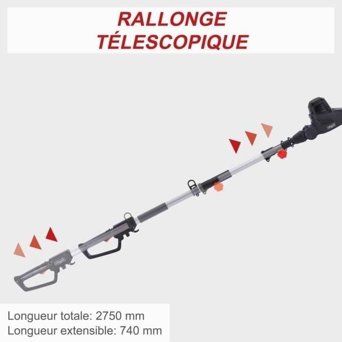 Taille-haie Télescopique 900W Avec Portée De 2,5 M - Avec Bandoulière Et Housse De Protection - Pour Haies Hautes