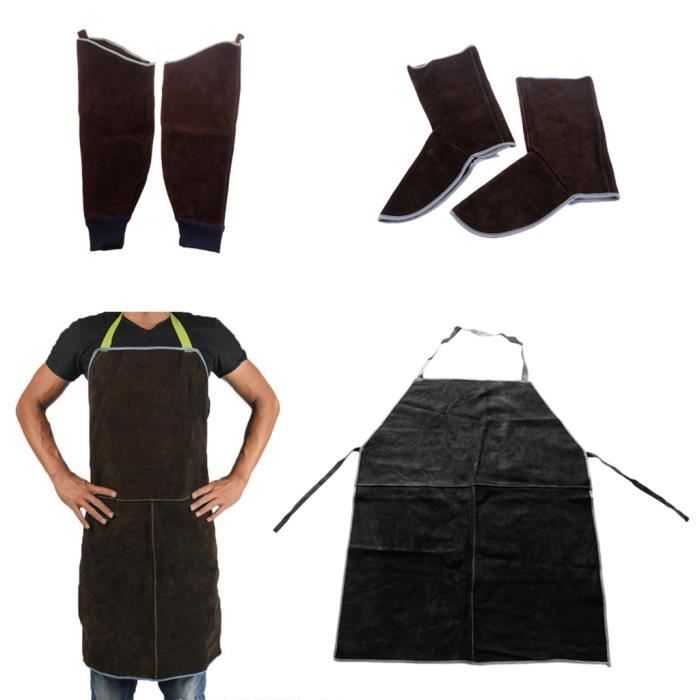 Vêtements de protection: Tablier de soudeur à bavette en cuir brun TTU397