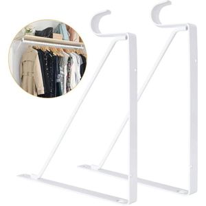 10 Supports Pour Tringle à Vêtements - En Alliage Zinc Argenté - Fixation Murale Facile, Pour Armoire, Placard, Penderie