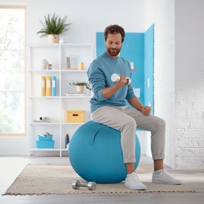 Ballon D'assise Ergonomique 60-65cm Avec Housse - Pour Bureau Et Fitness - Charge 200kg