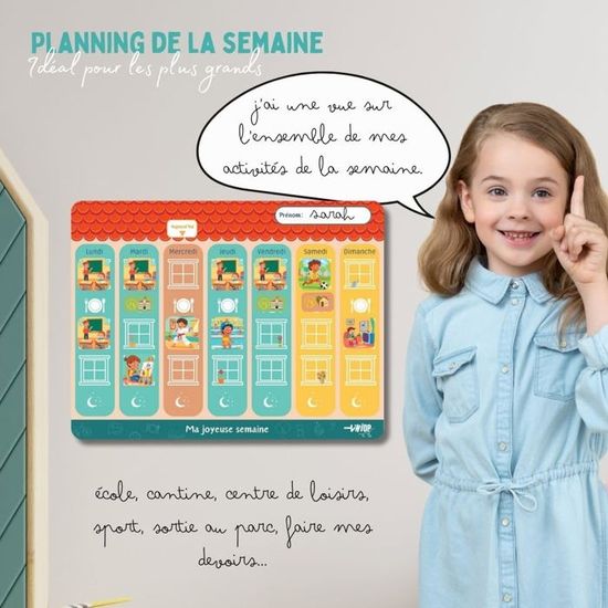 Semainier Enfant Magnétique Montessori – Tableau De Routine 150 Aimants – Planning De Semaine Avec 35 Cartes Monstres – Stylo Effaçable – Autonomie