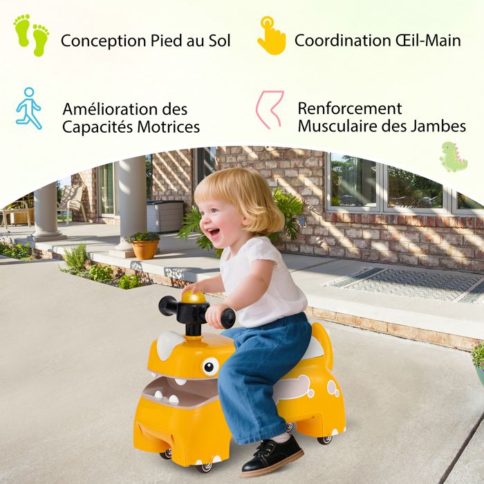 COSTWAY 6V Voiture Électrique Enfant avec Volant & Klaxon & Lumières COSTWAY 6V Voiture Électrique Enfant avec Volant & Klaxon & Lumières