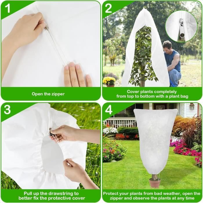 Voile Hivernage 2pcs 80x120cm - Protection Plantes Froid Gel Réutilisable