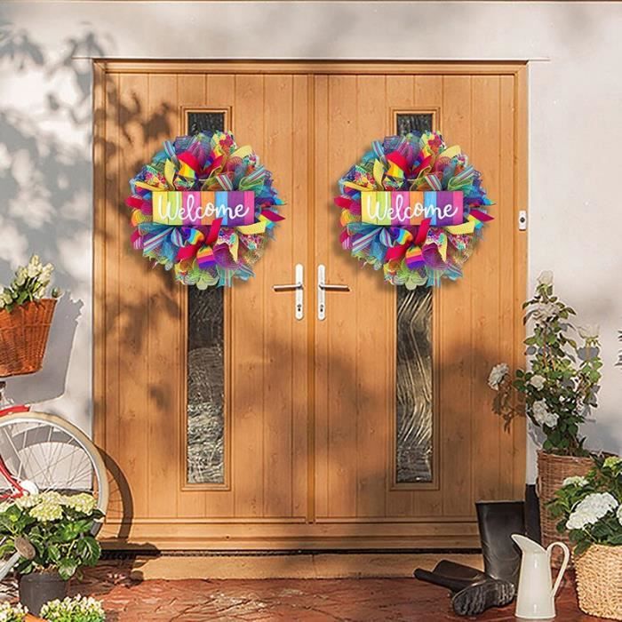 Couronne de noel,Couronne de fierté LGBT arc-en-ciel,décoration pour porte  d'entrée,porte d'été,cintre pour porte de fête - Cdiscount Maison