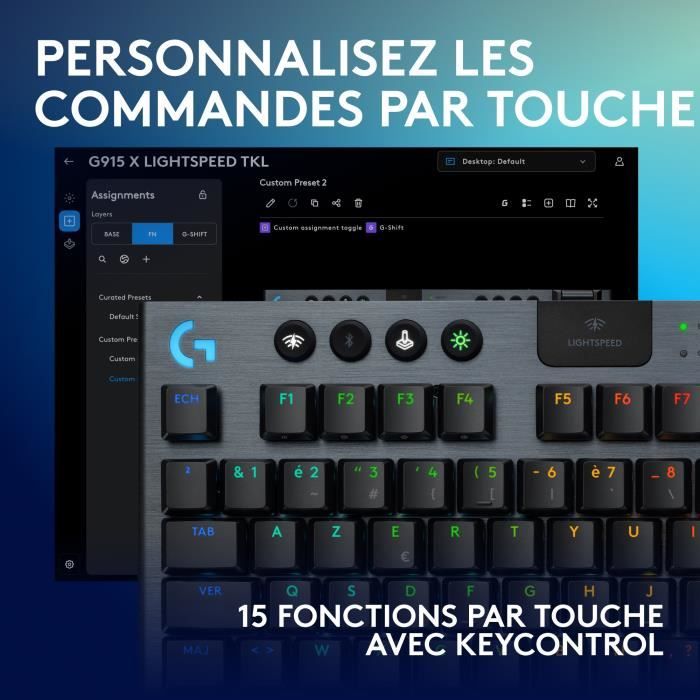 Touches de clavier rétroéclairées WASD et touches flèches haut vers le bas et droite gauche de rechange pour clavier de jeu mécanique Logitech G813 G815 G913 G915 TKL RVB Noir