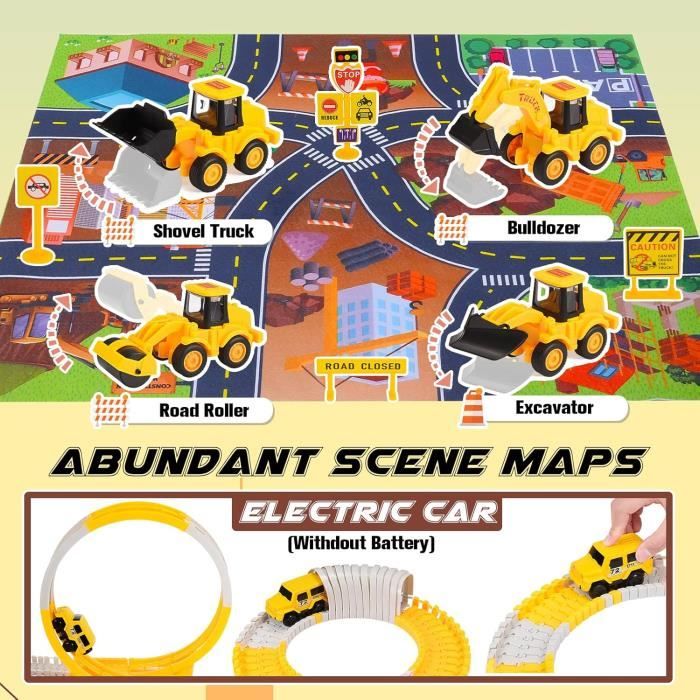 WSBDENLK Piste de Course Rampe de Voiture Jouets pour Enfants Motricité Pistes de Course Rampe de Voiture Ensembles de Jeu de Véhicules avec 10 Mini Voitures et 1 Garage de Voiture Cadeaux