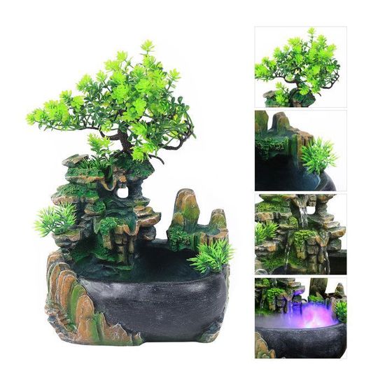 Nature's Mark Fontaine à eau de table en forme de cascade avec miroir de 25,4 cm de hauteur avec