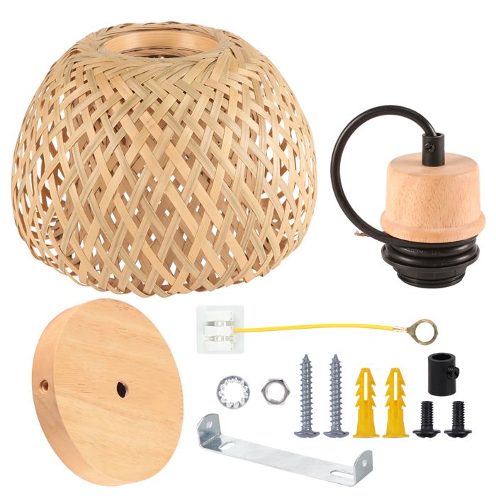 Abat-jour Plafond En Rotin Tressé - Lot De 2 Pour Décoration Rustique
