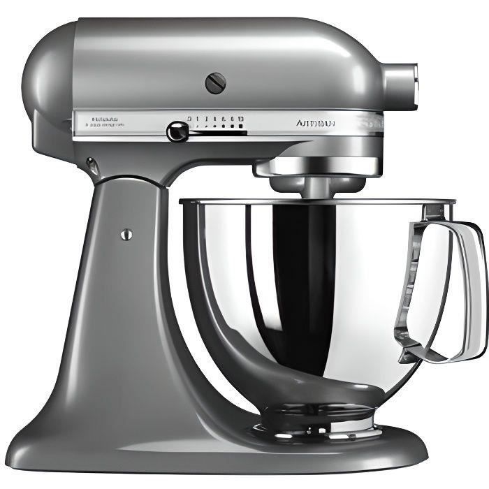 KITCHENAID 5KSM125ECU - Robot pâtissier Artisan - 4,8 L - Gris argenté