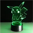 3D Nuit Lumière Lampe Acrylique Pokemon Pikachu Cadeau Décoration Maison Famille 3W-0