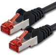 AJW-1m Noir 1 pièce CAT6 Câble Ethernet Câble Réseau RJ45 10-100 - 1000 Mo-s câble de Patch LAN Câble |Cat 6 S-FTP PIMF 250 MH[433]-0