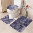 3pcs tapis de salle de bain doux antidérapant ensemble-tapis de couverture de toilette (gris violet)-0