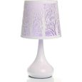Lampe touch métal blanc motif arbre bleu jja