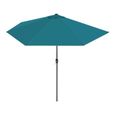 Demi-parasol de jardin coloris bleu, parasol de balcon avec manivelle - Diamètre 270 x Profondeur 135 x Hauteur 230 cm-0
