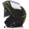 Bluetooth Casque Modulables pour Moto Casques Intégraux Racing Motocross avec Double Visière ECE Homologué, Casque avec Haut-Parle-0