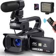 Caméscope 4K 64MP 60FPS HD Écran Tactile 18X Zoom Numérique Autofocus Vlogging Caméra pour YouTube,Caméra vidéo WiFi avec Batterie-0