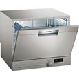 Lave-vaisselle compact 6 couverts pose-libre inox - Siemens - SK26E822EU - AquaStop - Programme Verres 40 °C-0