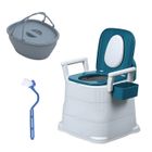 Toilette Portable WC Chimique pour Camping - FLASIDU - PP - Capacité de charge 150kg - Confortable - 46×42×47cm - Blanc+Bleu
