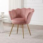WAHSON OFFICE CHAIRS Wahson Fauteuil et Chaise avec Pieds en Métal Plaqué Or, Fauteuil Coquillage pour Coiffeuse, Fauteuil de salon, Velours, Rose