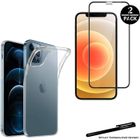 1 Coque de protection Transparente + 2 Verres trempé bords noirs pour Apple iPhone 12 Mini avec Stylet Toproduits®