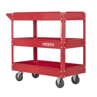 AREBOS Chariot servante d’Atelier Chariot à Outil | 3 étages  | Acier | Large capacité de Charge Jusqu’à 100 kg | Rouge