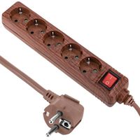 CableMarkt - Multiprise avec interrupteur avec six prises Schuko 250 V avec un câble de 1,5 m couleur bois