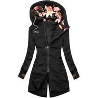 Manteau,Sweat shirt à capuche pour Femme, veste surdimensionnée, fermeture éclair, manteau, grande taille, printemps - Type Black