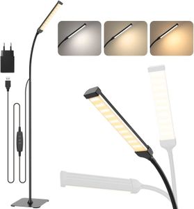 LAMPADAIRE Lampadaire 120 LED 10W Lampadaire avec 3 Couleurs et 10 Luminosités Lampadaire Flexible à Col de Cygne pour Salon/Chambre/Bu[m61]