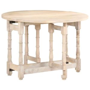 TABLE À MANGER SEULE Table de salle à manger Rond 110x76 cm Bois de manguier massif avec une finition blanchissante---MANGE-DEBOUT - TABLE DE BAR - TABLE