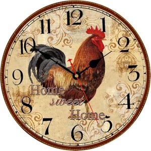 HORLOGE - PENDULE 30 Cm Vintage Le Coq Pendule Murale, Silencieuse Originale En Bois Horloges, Décoratif Retro Animaux Pendule Murale Pour La C[H332]
