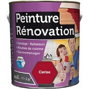 PEINTURE - VERNIS Peinture Spécial rénovation carrelage cuisine radiateur électroménager Rouge cerise0.5 Litre