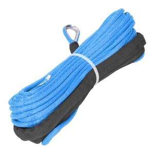 TREUIL AUTO minifinker Câble de treuil synthétique Câble de treuil en Fiber synthétique de 4.8mm x 15m, résistance à la auto barre Rouge Bleu