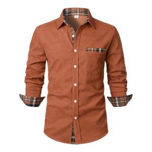 Chemise ajustée trendy homme manches longues Marron chocolat TT_RU946_003