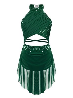 zdhoor Enfant Fille Justaucorps Danse Patinage Artistique Strass Sans Manches - Robe Danse Classique Lyrique