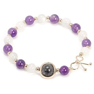 Bracelet Cheville/fin Coeur Améthyste - Argent 925 - Femme - Taille Réglable