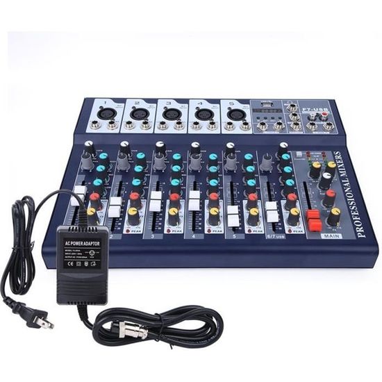 Console de mixage professionnelle à 7 canaux pour table de musique US Plug 110-240V