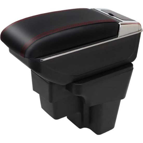 Bracciolo Auto Per KIA Stonic Rio 3 - Console Centrale Con Portabevande Pelle Nera