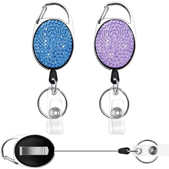 2 Pièces Bobines De Porte-Clés Rétractables Clips De Bobine D'Insignes